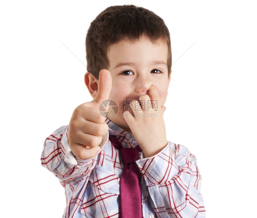 挑鼻子和好牌子摄影男性微笑白色孩子孩子们红色乐趣兴趣手势图片