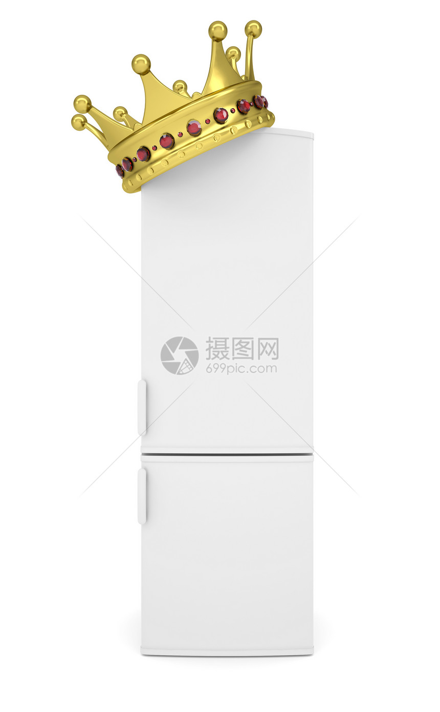 白冰箱和金冠国王红宝石成功金子美食插图荣耀统治者电气冻结图片