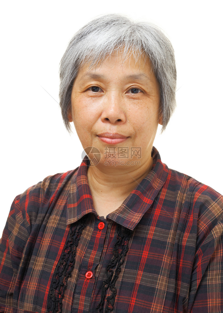 成年亚洲妇女退休祖母喜悦微笑白色女性快乐保健母亲卫生图片