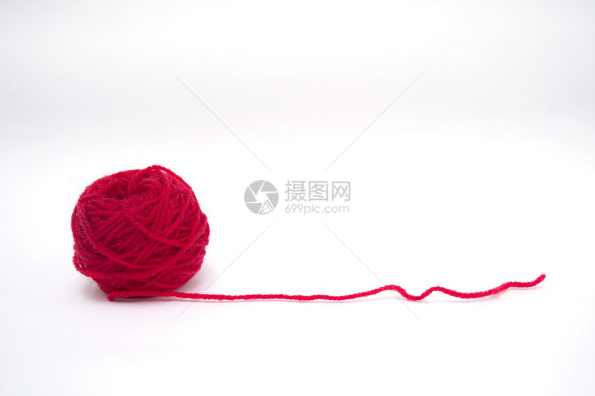 红羊毛心棉布织物手工针织爱好细绳创造力纺织品材料蓝色图片