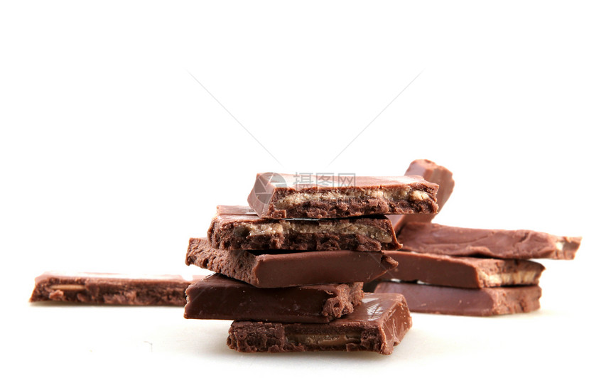 巧克力孤立于白色饮食糖果甜点酒吧食物可可小吃美食棕色黑色图片