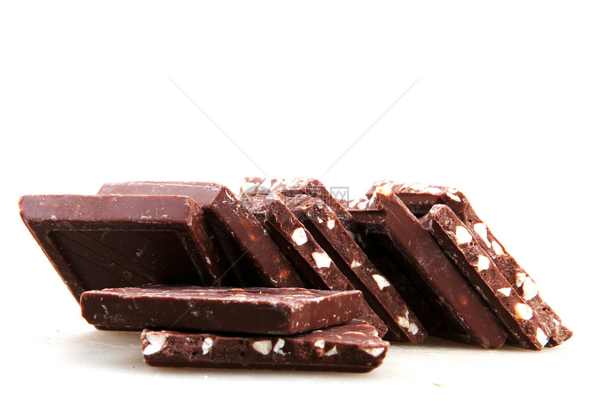 巧克力孤立于白色美食糖果棕色饮食甜点食物小吃酒吧黑色可可图片