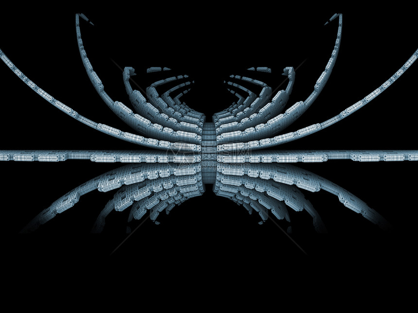 分形蜘蛛元素黑色技术数学昆虫渲染网格蓝色插图图片