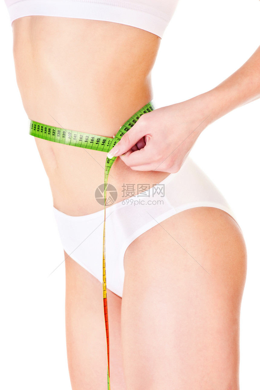 女性和计量磁带女孩减肥内衣身体腰围皮肤腰部数字重量女士图片