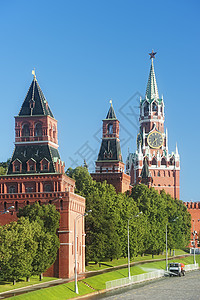 左派莫斯科克里姆林宫塔阳光地标旅行历史城市正方形旅游建筑景观太阳背景