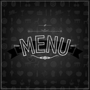 菜单设计模板食物美食菜肴粉笔画服务海报命令盘子午餐背景图片
