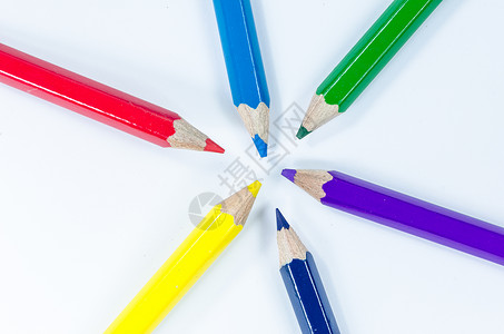 彩色铅笔蜡笔团体红色教育紫色黄色白色棕色青色光谱学校背景图片