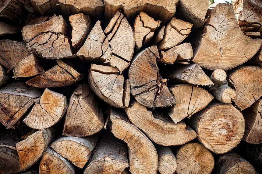 干切碎木柴材料乡村木材环境植物壁炉季节燃料树干森林图片