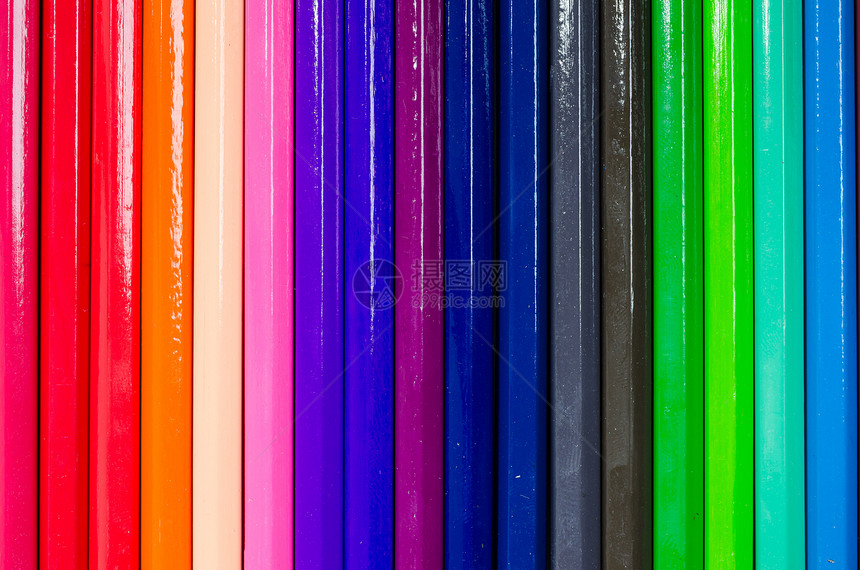 彩色铅笔蜡笔素描教育绿色彩虹黄色粉色紫色活力白色棕色图片
