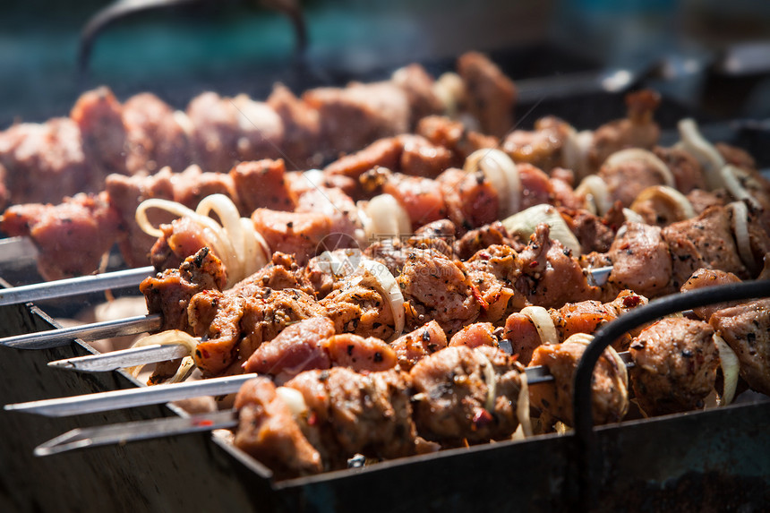 Shish 烤肉串食物香料猪肉饥饿羊肉烹饪餐厅贝叶牛肉香料味图片