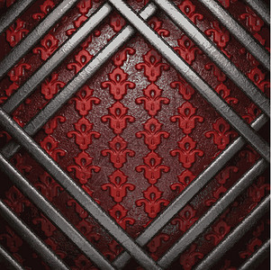 红底金属框架反射装饰插图风格艺术装饰品抛光红色背景图片