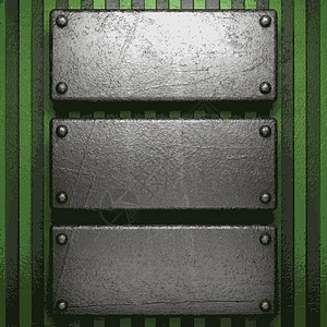 绿色背景的金属反射框架装饰艺术抛光装饰品插图风格背景图片