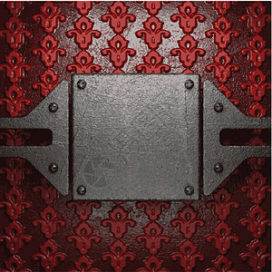 红底金属风格框架装饰艺术反射红色装饰品插图抛光背景图片