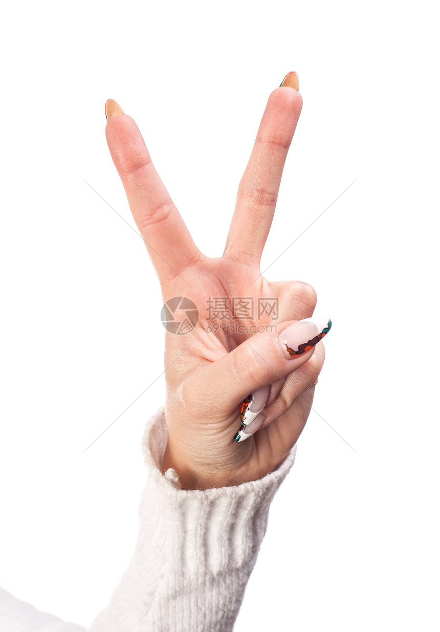 手胜利标志女性手臂成功数数数字商业表决手指自由协议图片