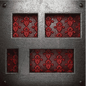 红底金属风格框架插图艺术抛光装饰品装饰红色反射背景图片