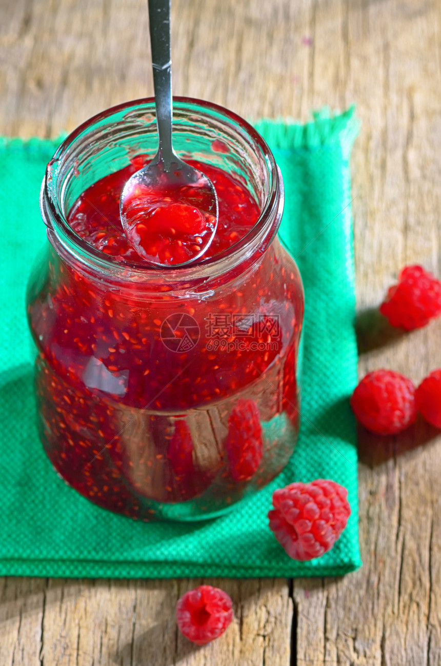 草莓果酱季节营养甜点覆盆子玻璃早餐浆果饮食水果宏观图片