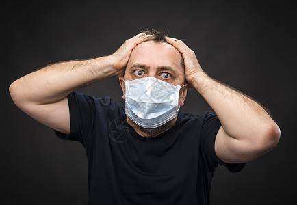 豁免权戴医疗面具的有病老人流感男人预防疾病肺炎危害情况感染病人沉思背景