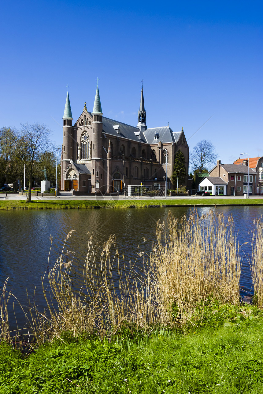 荷兰荷兰荷兰Alkmaar镇教堂浏览情况大教堂目的地外观运河行人旅行城市景点圆顶旅游图片