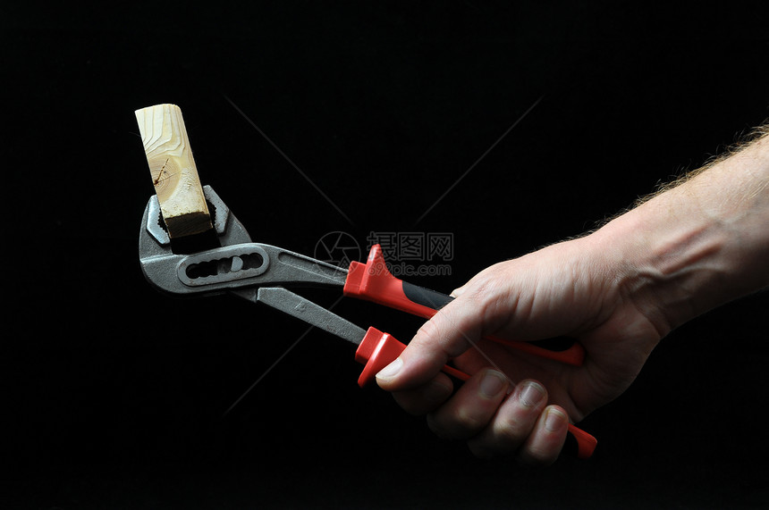 钳子和手塑料金属手套电工维修白色技术电气乐器扳手图片