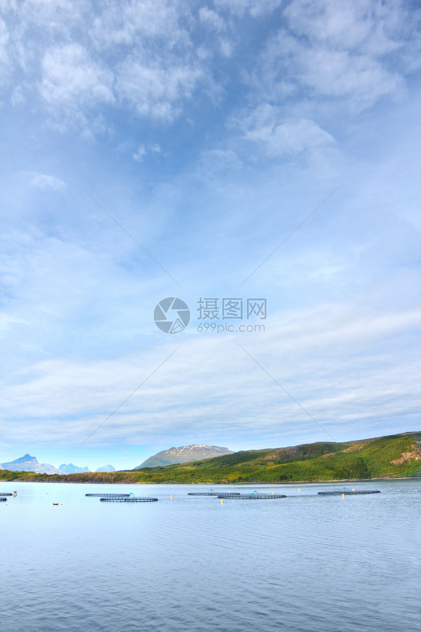 挪威北部地貌景观山脉海岸线天气顶峰苔原蓝色场景石头港口苔藓图片