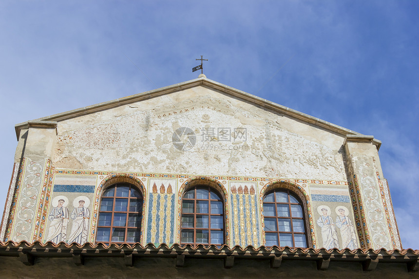 克罗地亚伊斯特里亚半岛上的波雷克人马赛克房子教会建筑学旅行百叶窗支撑地标大教堂遗产图片