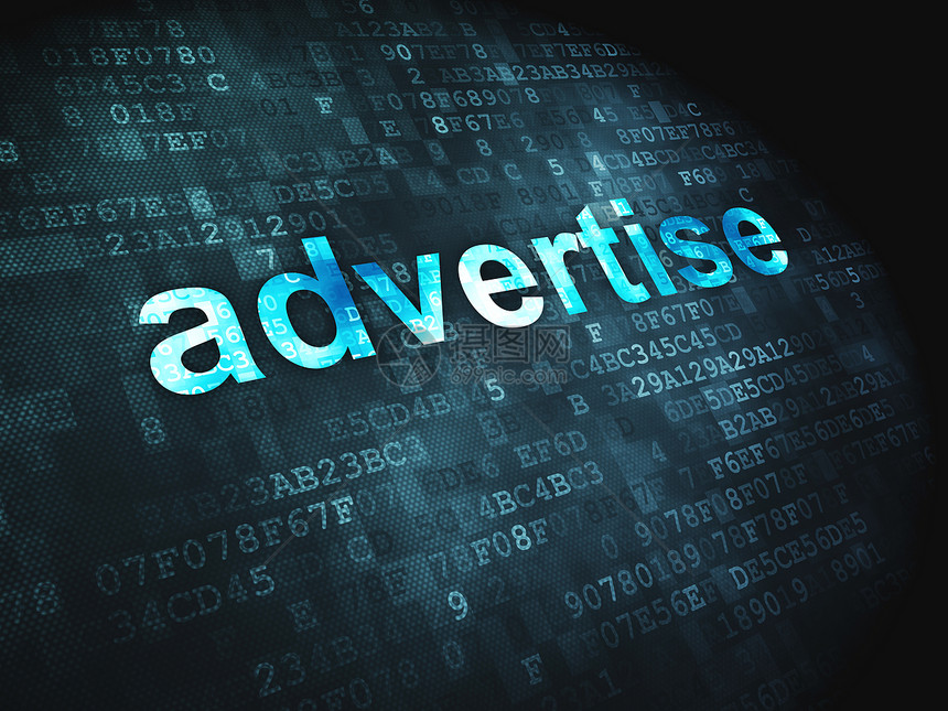 广告概念 在数字背景上刊登广告展示市场数据宣传网络公关战略品牌蓝色创造力图片