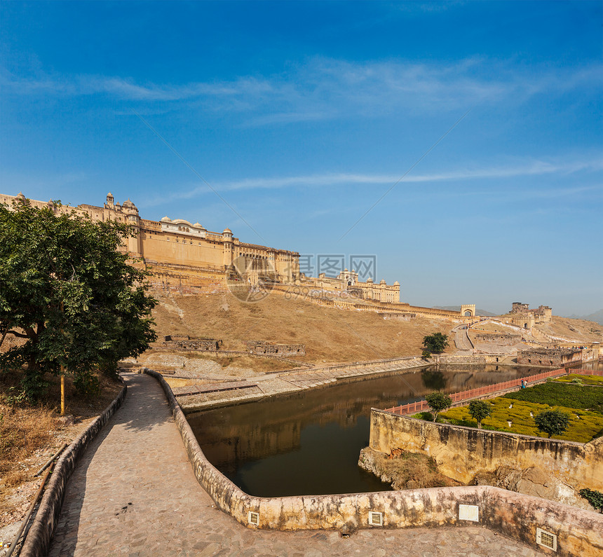 阿米尔安伯堡 印度拉贾斯坦邦风景旅行观光建筑学池塘历史工事地标旅游堡垒图片