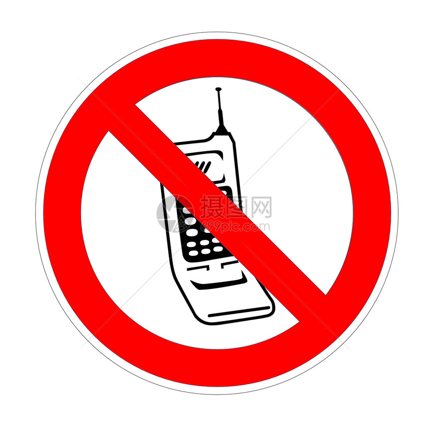 不允许使用手机红色警报白色注意力按钮插图黑色圆圈细胞技术图片