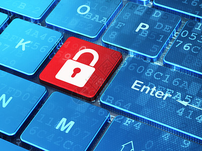 保护概念 计算机键盘和闭锁帕洛克隐私代码数据库犯罪互联网政策网络挂锁锁孔按钮背景图片