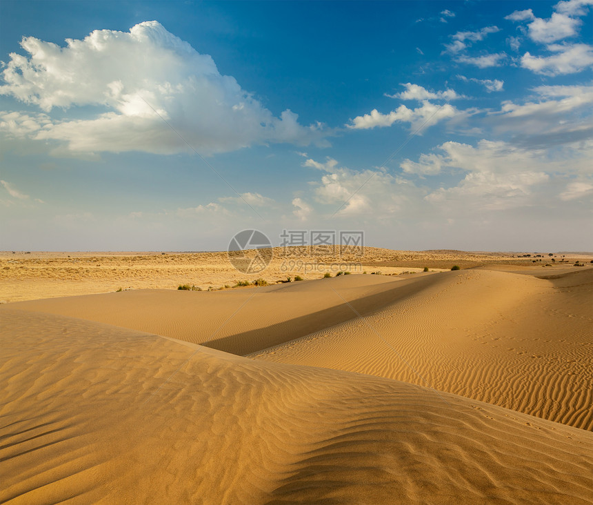 印度拉贾斯坦邦Thar沙漠的Dunes风景日落土地沙漠旅行旅游观光天空日光沙丘图片