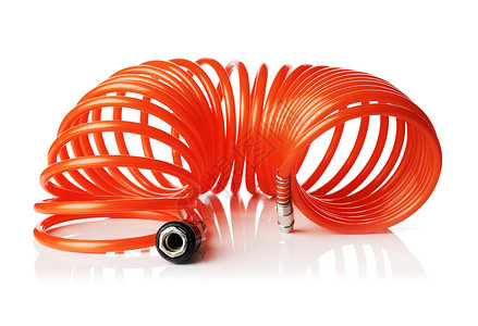 螺旋空气花装置红色连接器塑料软管橙子工具风管气动高清图片