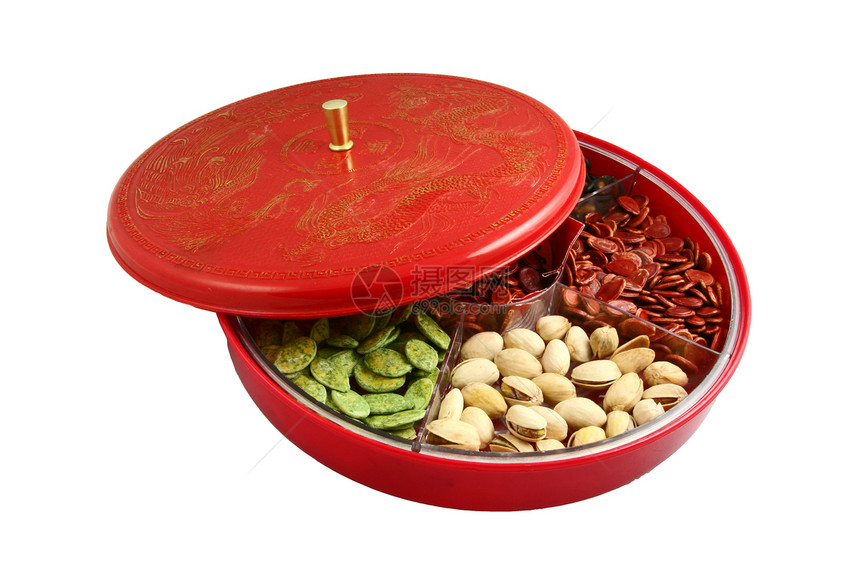 中国新年  中国糖果盒盒子传统种子财富黑色托盘节日喜庆文化庆典图片
