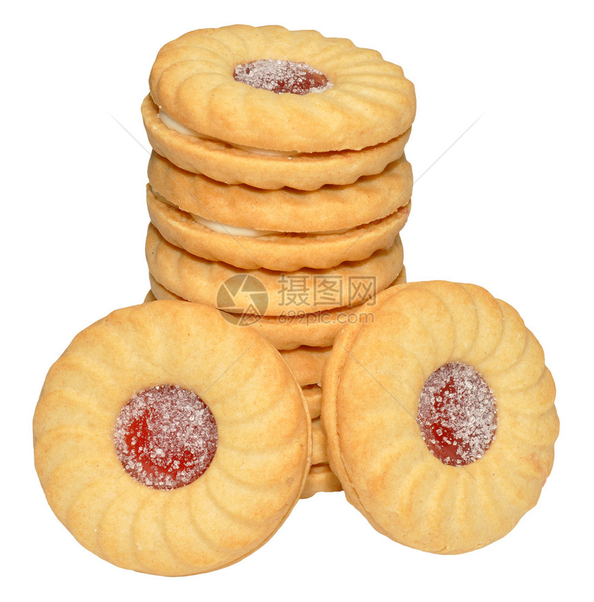 Jam 填充饼干饮食圆形小吃白色育肥图片