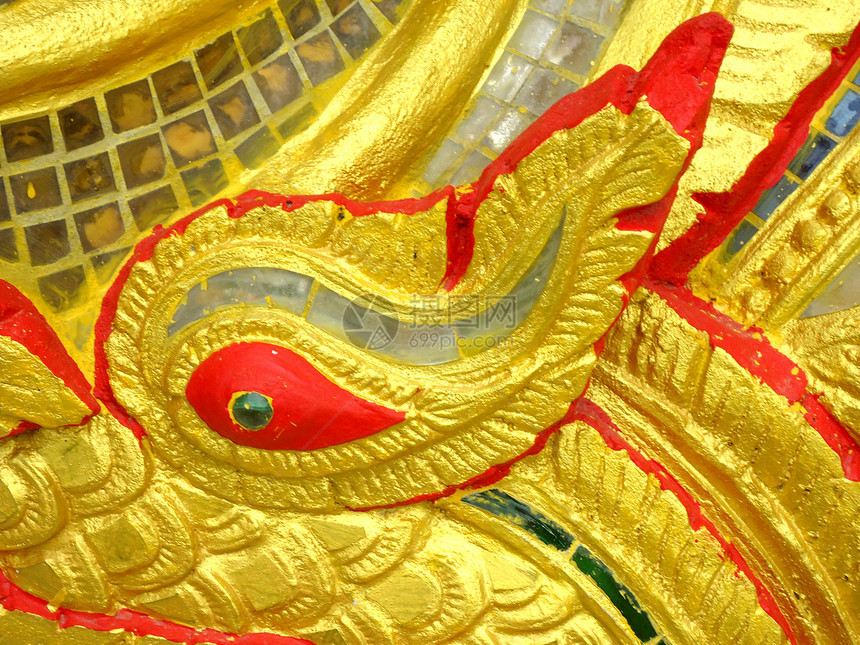 泰式泰国语花瓶红色文化宗教寺庙装饰信仰马赛克风格金子图片