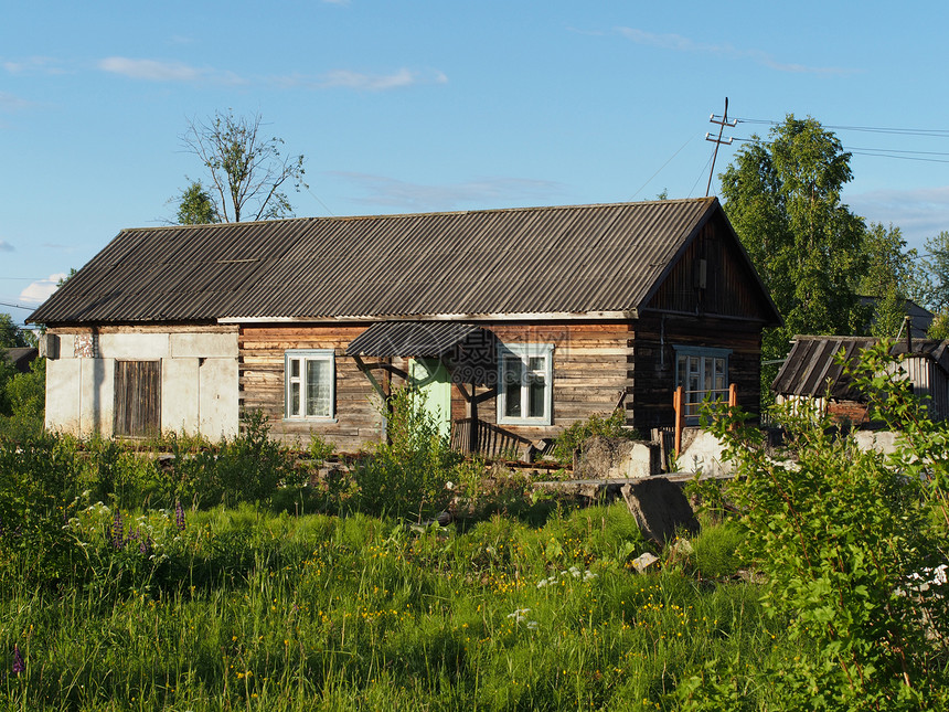 村里的Wooden房屋村庄木头国家小屋财产房子日志澡堂洗澡农村图片