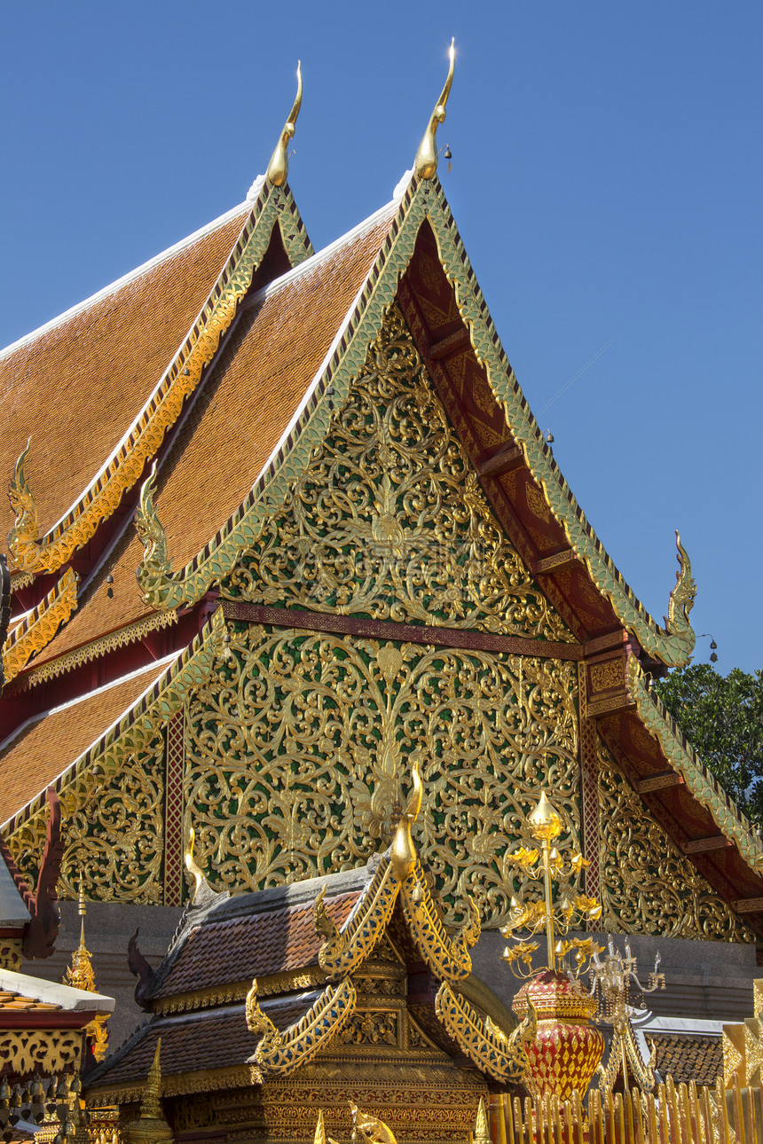 Doi Suthep 佛教寺庙清迈泰国精神建筑物山墙旅行神社地标建筑学佛教徒旅游信仰图片