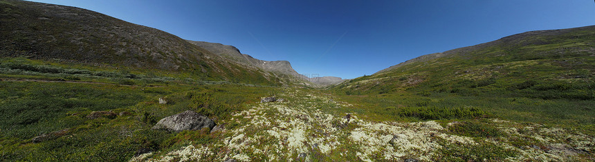 基比尼山脉全景科拉风景半岛蓝色冰川合唱团云杉石头天空图片