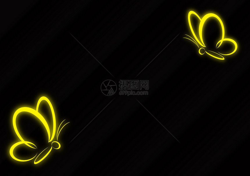 黑色背景的黄蝴蝶Name墨水树叶植物红色火花黄色插图彩虹图片