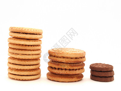 Cookies 饼干数字圆形烹饪阴影面粉白色背景图片