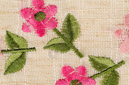 刺绣手工桌巾花朵工艺桌布织物水平背景图片