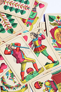 旧牌牌卡片叶子游戏冒险财富绿色优胜者运气白色红色背景图片