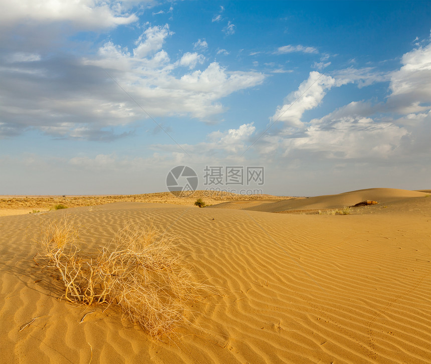 印度拉贾斯坦邦Thar沙漠的Dunes观光日落风景沙漠旅游土地沙丘旅行日光天空图片