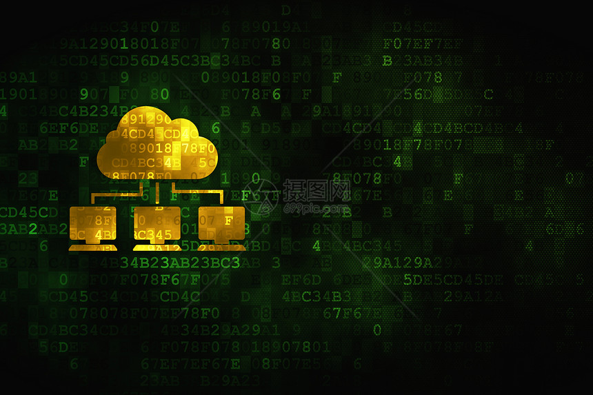 联网概念 数字背景的云端网络展示屏幕黄色局域网网站服务器数据绿色高科技软件图片