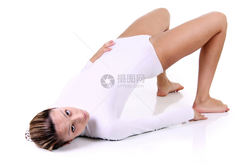 美丽的年轻女子衣服腹部暴饮暴食组织维生素数字腰部娱乐内衣女孩图片