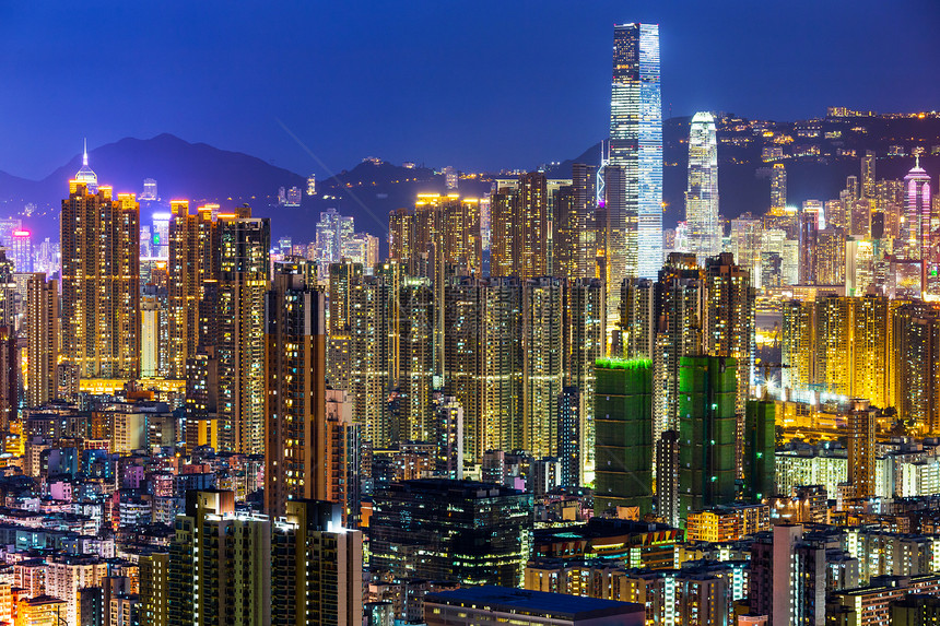 香港市市中心建筑天际住宅公寓房屋鸟瞰图公寓楼民众居所图片