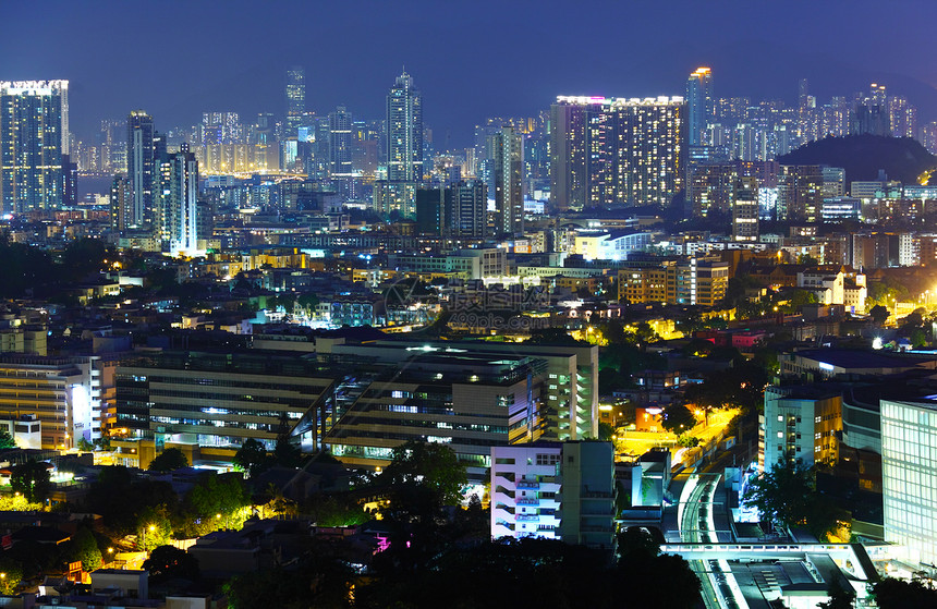 晚上香港大楼 晚上房屋住房建筑住宅爬坡市中心天际民众城市鸟瞰图图片