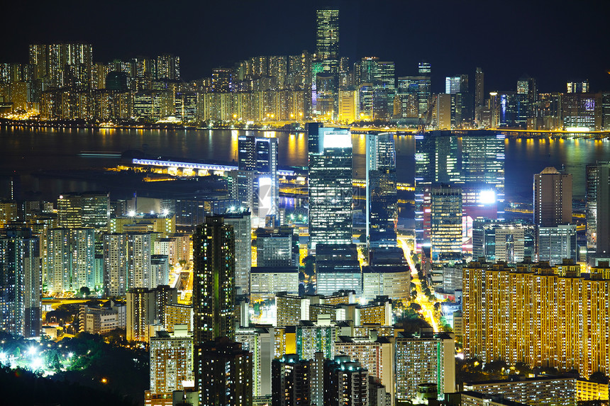 晚上在香港住房房屋民众鸟瞰图城市公寓建筑居所景观市中心图片