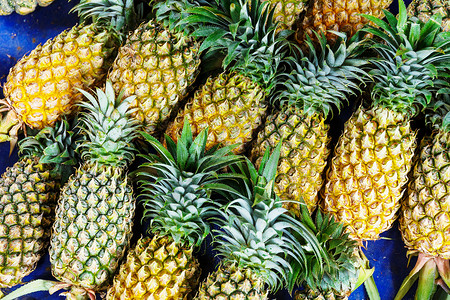 萝菠萝菠萝堆果汁果实市场甜点热带饮食外用食物水果背景