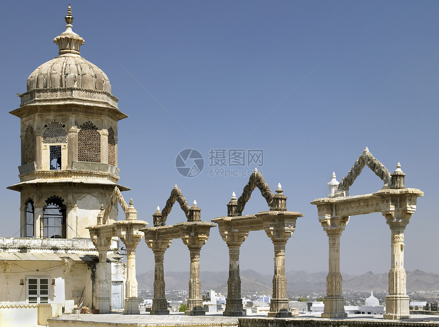 印度拉贾斯坦邦乌代普尔市宫历史性旅行地标文化建筑学博物馆建筑旅游拱道纪念碑图片