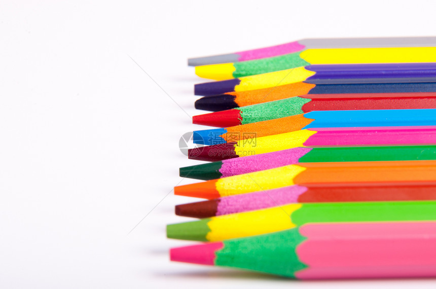彩色铅笔教育绘画木头学校调色板素描光谱蜡笔橙子紫色图片